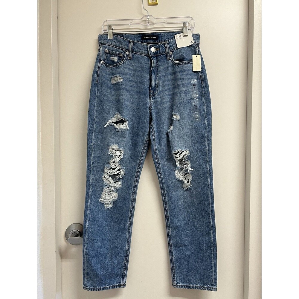 Aeropostale Women’s Denim Distressed Mom Jeans Size 6 NWT $60